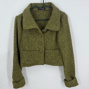 Club Monaco Wool blend Tweed, Green Cropped Blazer S